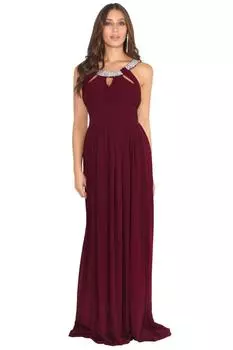 Шифоновое платье макси с ромбовидным вырезом KRISP, красный