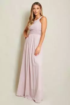 Шифоновое платье макси со складками спереди KRISP, коричневый