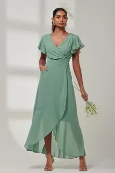 Шифоновое платье макси Vicky с рюшами Jolie Moi, зеленый