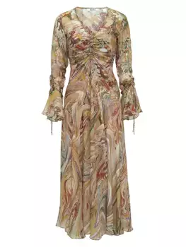 Шифоновое платье миди Diana Scenic Robert Graham, мультиколор