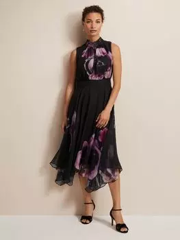 Шифоновое платье миди Lucinda с цветочным принтом Phase Eight, черный/мульти