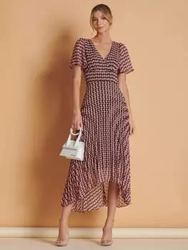 Шифоновое платье миди с абстрактным принтом Jolie Moi, цвет Pink Geo