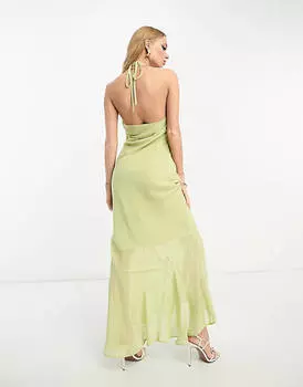 Шифоновое платье миди с бретельками ASOS DESIGN яблочно-зеленого цвета
