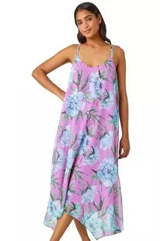 Шифоновое платье миди с цветочным принтом Roman, розовый