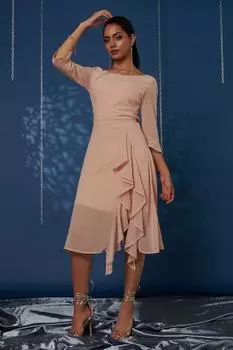 Шифоновое платье миди с отделкой Diamante Jolie Moi, обнаженная