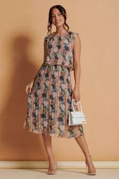 Шифоновое платье-миди со складками Jolie Moi, розовый