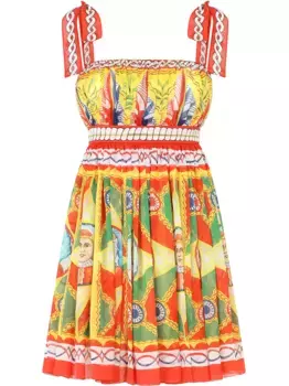 Шифоновое платье мини с принтом Carretto DOLCE & GABBANA, желтый
