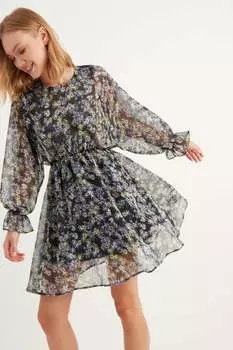 Шифоновое платье мини с узором Herita, черный