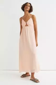 Шифоновое платье на бретелях H&amp;M, пудрово-розовый