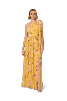 Шифоновое платье на одно плечо Adrianna Papell, желтый