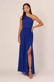 Шифоновое платье на одно плечо Adrianna Papell, синий