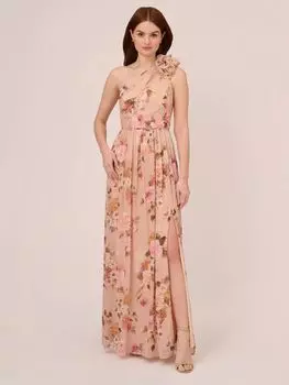 Шифоновое платье на одно плечо Adrianna Papell