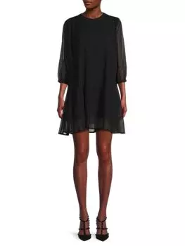 Шифоновое платье прямого кроя со складками и защипами Area Stars, черный