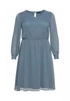 Шифоновое платье с 3D эффектом, с нижним платьем sheego, цвет Stahlblau