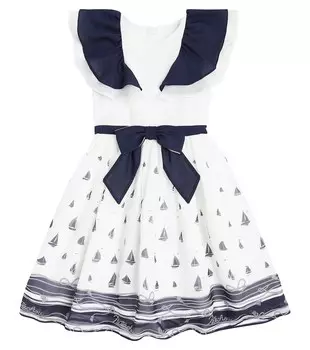 Шифоновое платье с бантом и принтом Patachou, белый