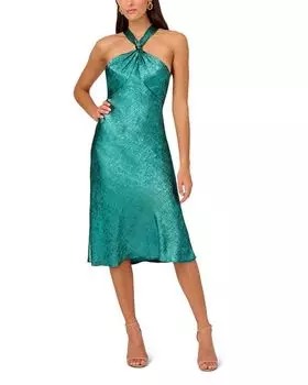 Шифоновое платье с бретельками из фольги Liv Foster, цвет Green