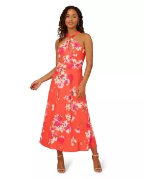 Шифоновое платье с бретельками в стиле ампир Adrianna Papell, оранжевый