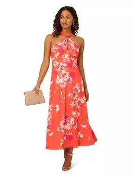 Шифоновое платье с бретелькой в стиле ампир Adrianna Papell, мультиколор