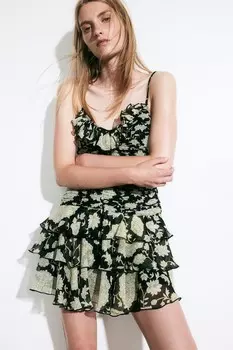 Шифоновое платье с многоярусной юбкой H&M, черный