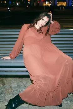 Шифоновое платье с объемными рукавами H&M, красный