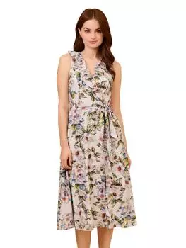 Шифоновое платье с принтом Adrianna Papell, мультиколор