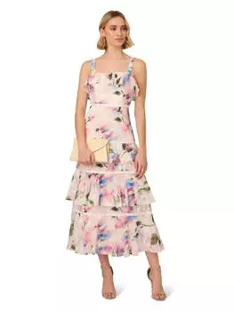 Шифоновое платье с принтом Adrianna Papell, мультиколор