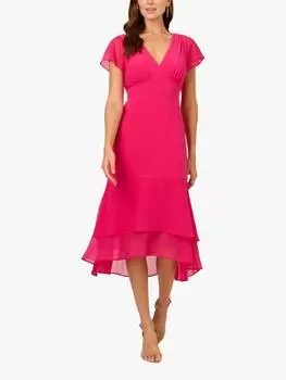 Шифоновое платье с развевающимися рукавами Adrianna Papell, цвет Geranium