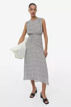 Шифоновое платье с рисунком H&M, кремовый/точечный