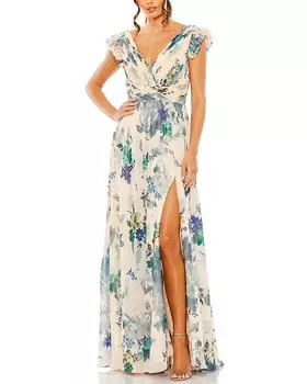 Шифоновое платье с рукавами-крылышками от Mac Duggal, розовый