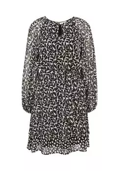 Шифоновое платье с узором CARTOON, черно-белый