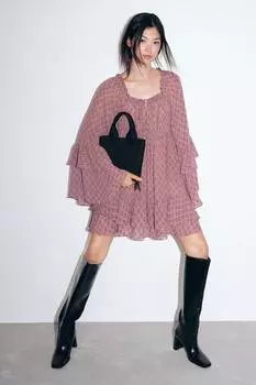 Шифоновое платье с воланами H&M, мультиколор