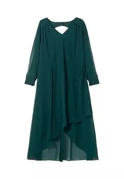 Шифоновое платье с вырезами и драгоценными камнями Sheego, темно-зеленый