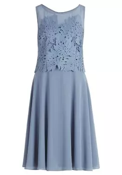 Шифоновое платье с вышивкой Vera Mont, серый