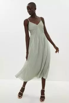 Шифоновое платье со сборками и лифом Coast, зеленый