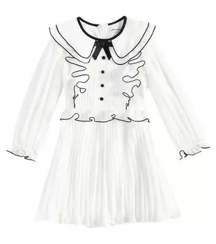 Шифоновое платье со складками и оборками Self-Portrait, белый