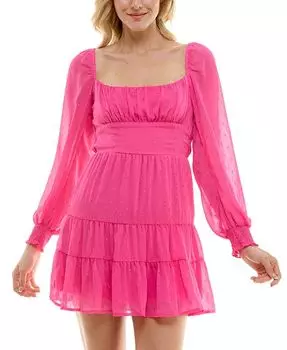 Шифоновое платье-юбка с ярусной юбкой в горошек для подростков Speechless, розовый