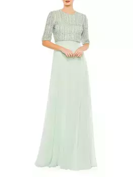 Шифоновое платье, украшенное бисером Mac Duggal, цвет sage