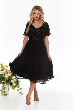 Шифоновое платье в горошек Barocca, черный