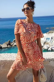 Шифоновый галстук с рукавами крылышками в виде животных мини платье Friends Like These, красный