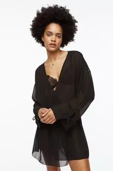 Шифоновый халат H&M, черный