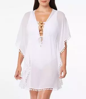 Шифоновый кафтан для плавания Bleu Rod Beattie Gypset с v-образным вырезом, белый