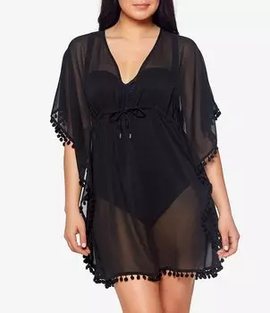 Шифоновый кафтан для плавания Bleu Rod Beattie Gypset с v-образным вырезом, черный