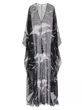 Шифоновый Кафтан Пантера Valentino Garavani, белый