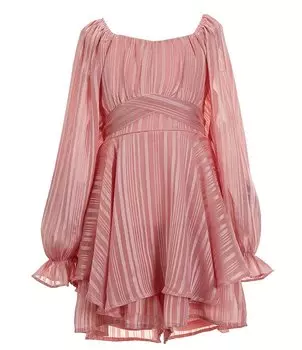 Шифоновый комбинезон Allison & Kelly для больших девочек 7–16 лет с люрексом и полосками в темную полоску, розовый