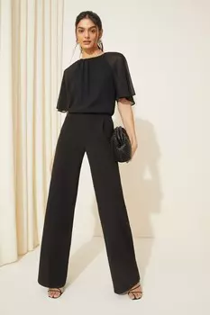 Шифоновый комбинезон с широкими рукавами и расклешенными штанинами Friends Like These, черный