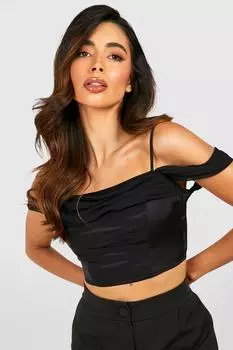 Шифоновый корсетовый топ на шнуровке Boohoo, черный
