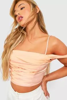 Шифоновый корсетовый топ на шнуровке Boohoo, персиковый