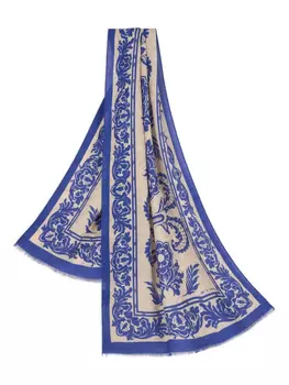 Шифоновый шарф с цветочным принтом ETRO, белый