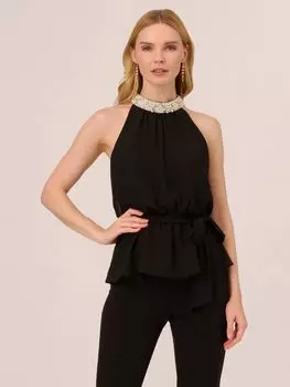 Шифоновый топ Adrianna Papell Pearl, черный