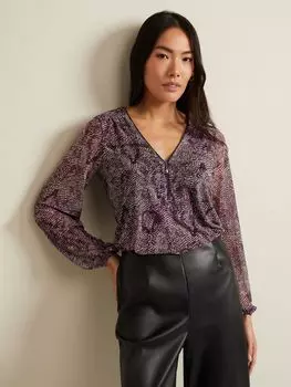 Шифоновый топ Elyza с абстрактным принтом Phase Eight, мульти